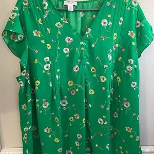 Carolina Belle Green Cap Sleeve Relaxed Blouse